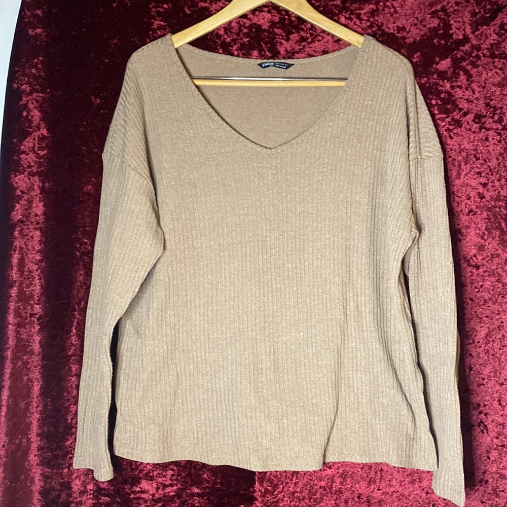 SHEIN long sleeve v neck top, one side cut, size XL